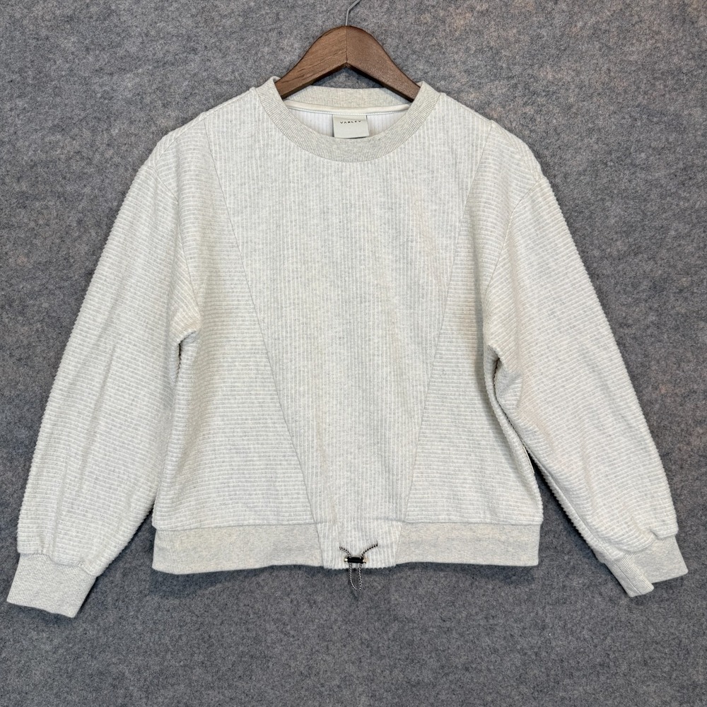 Varley Arleta Pullover Sweatshirt Womens Small Ribbed Relaxed Cozy Crewneck Gray